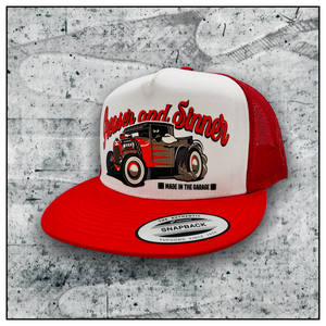 Snapback Cap Greaser and Sinner red