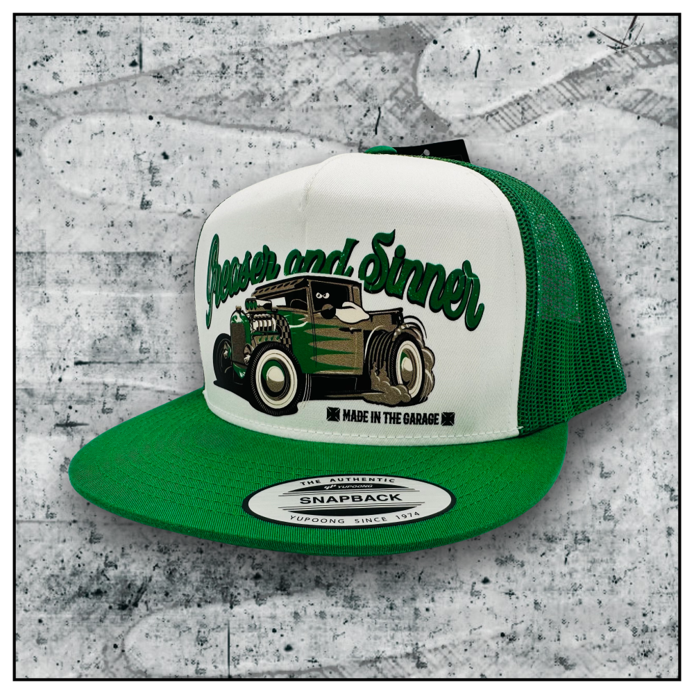 Snapback Cap Greaser and Sinner green